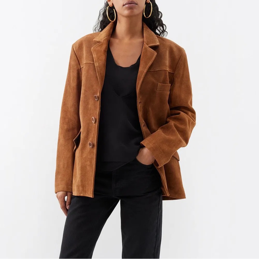 RAEY Boxy Suede Tailored Jacket 0